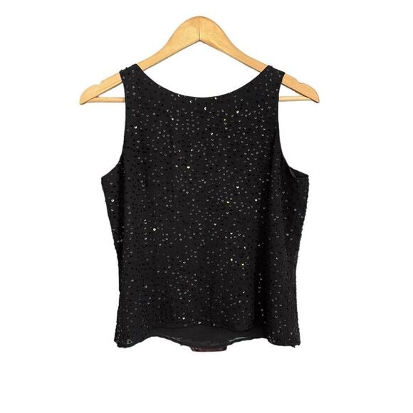 Talbots Pure Silk Sequin Tank Top Black Size 10 - Picture 5 of 7
